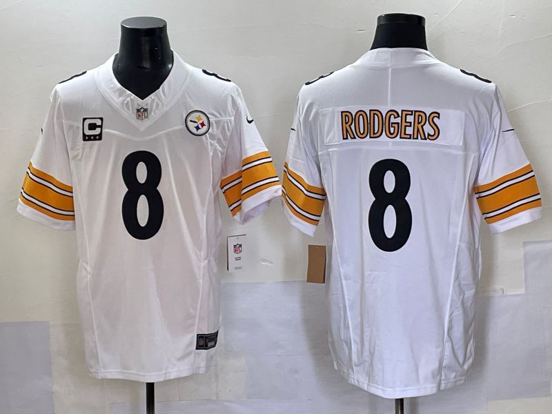 Men 2025 Pittsburgh Steelers #8 Rodgers White Three generations Nike Limited NFL Jersey style 4